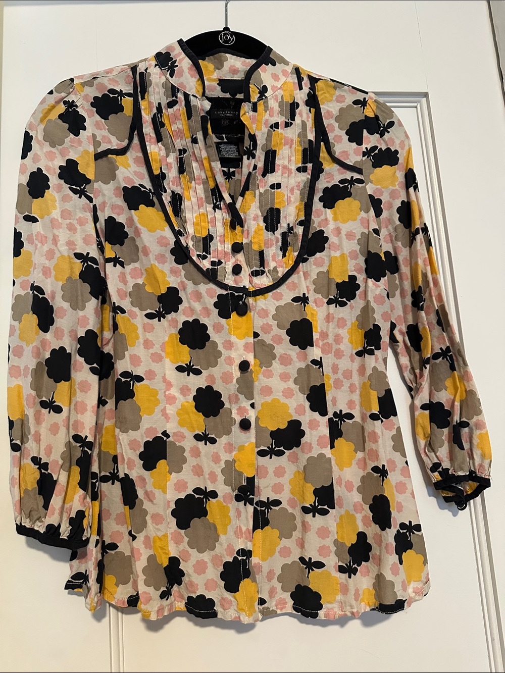 Sanctuary Floral Pintuck Blouse - Yellow, Black, Taupe, Pink